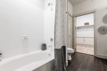 Large tub in bathroom